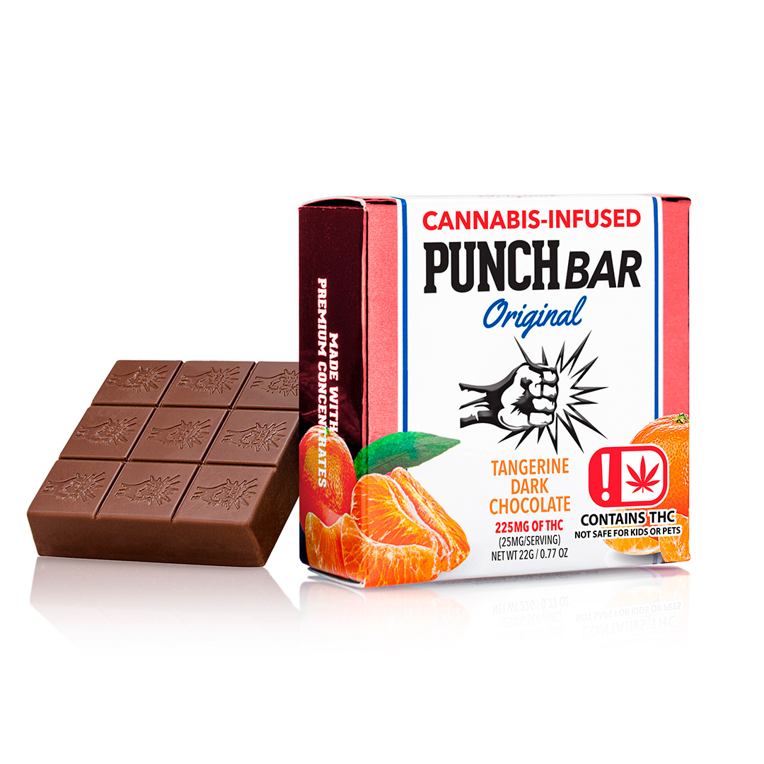 225MG THC PUNCH Bar Tangerine Dark Chocolate (Hybrid) Get Well Shroom