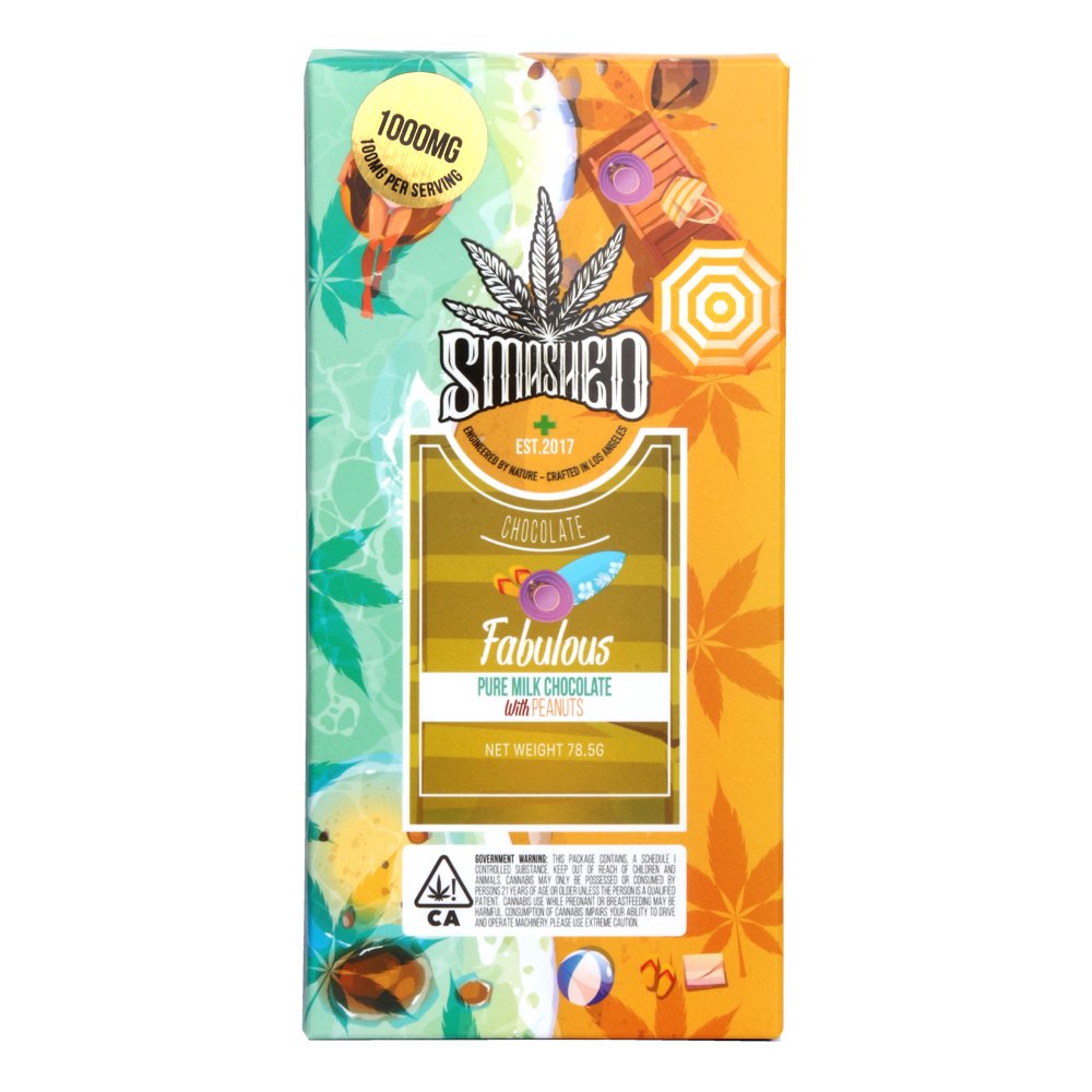 1000mg THC Milk Chocolate Bar Fabulous by Smashed Get Well Shroom